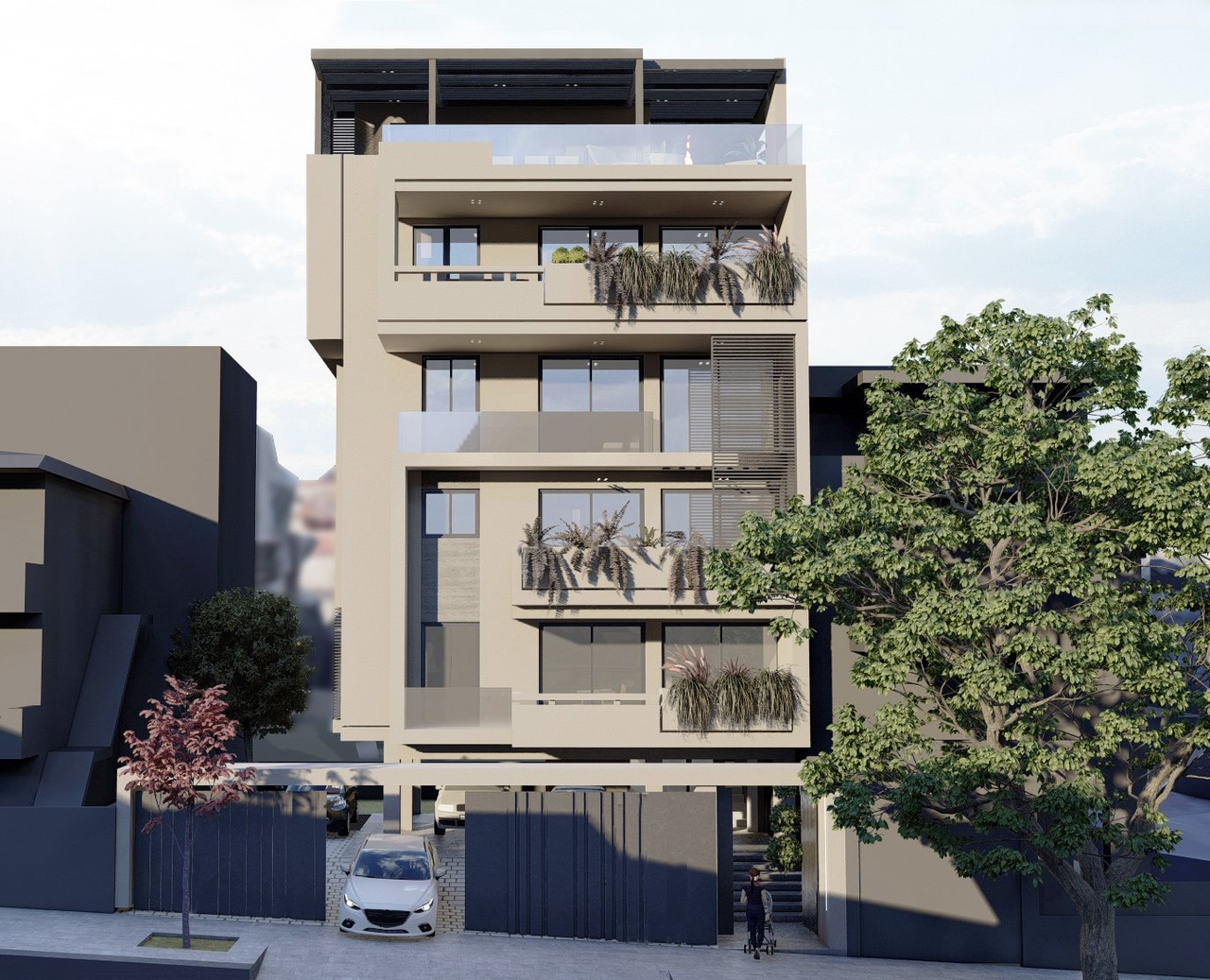 Rendering of the building from the street
