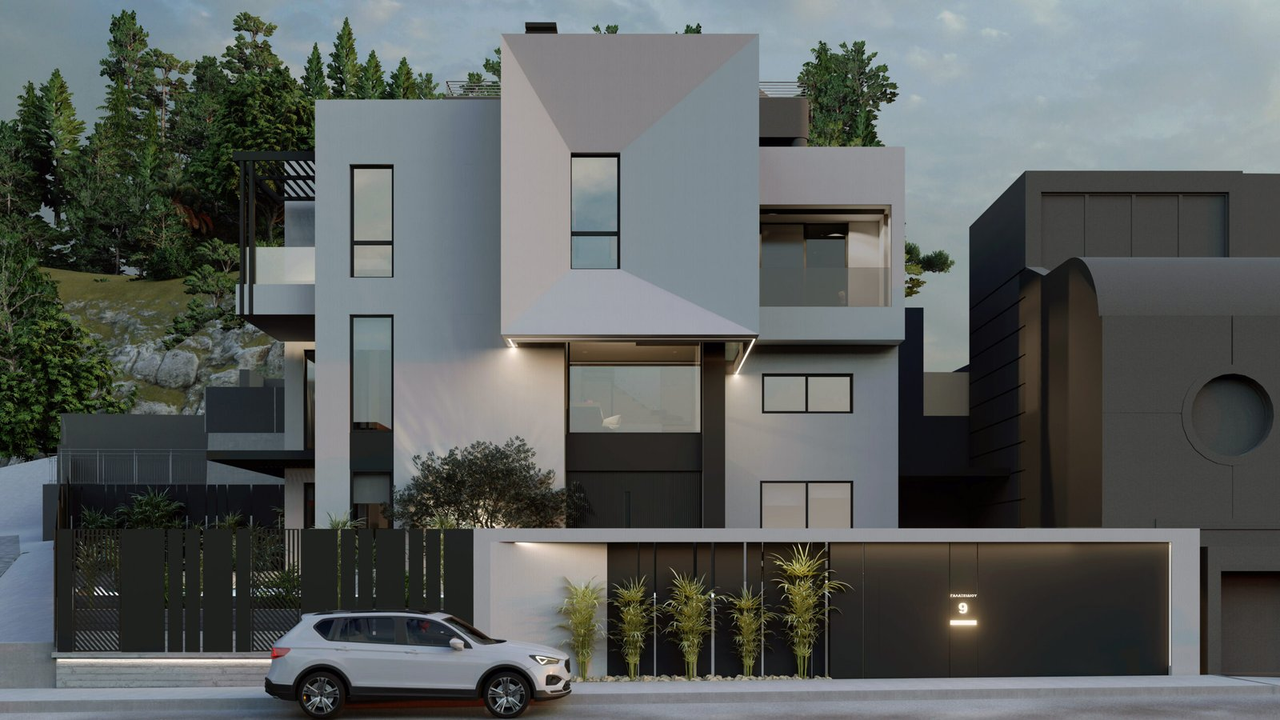 Evening rendering of the street front